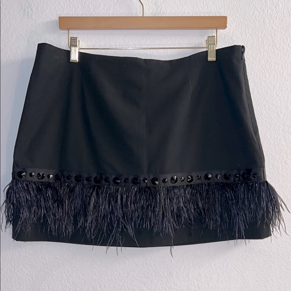 Michael Michael Kors Black Feather Mini Skirt Size 14